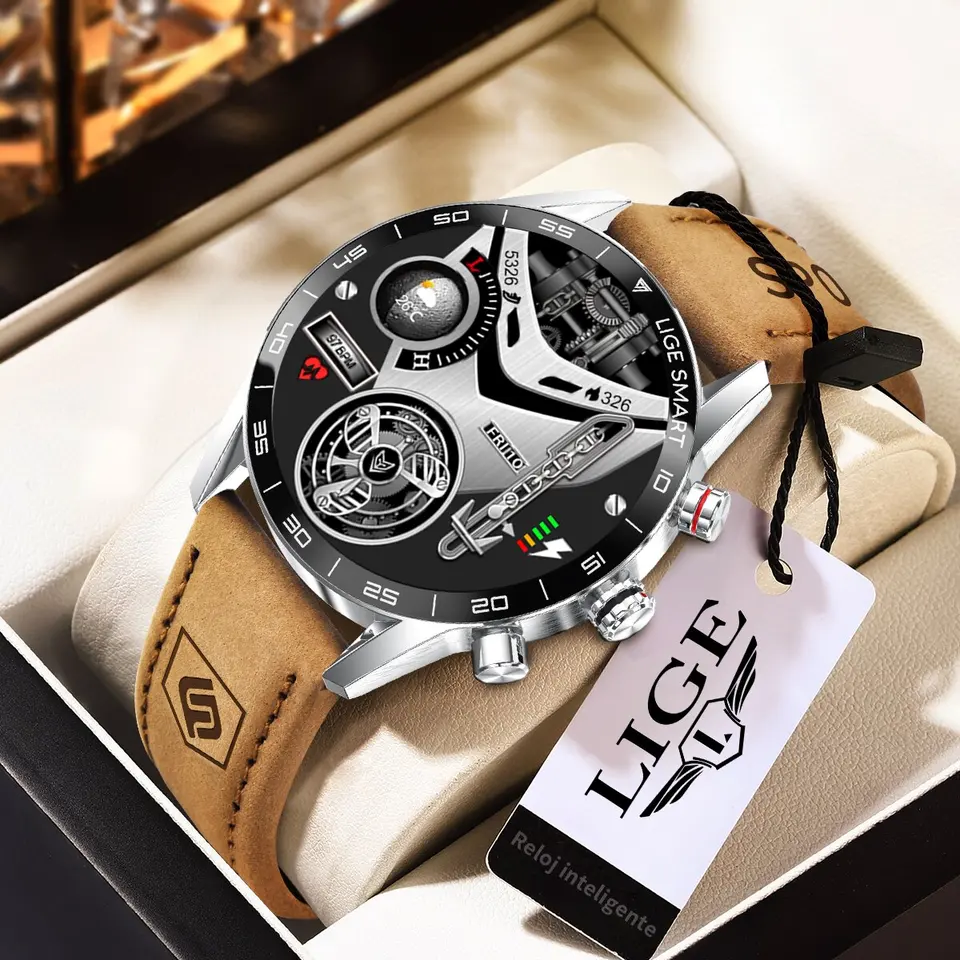 Lige Business Smart Watch for Men Amoled HD Screen Bluetooth Call IP67 nepremokavý inteligentný náramok plne dotykových mužov Smartwatch 2024