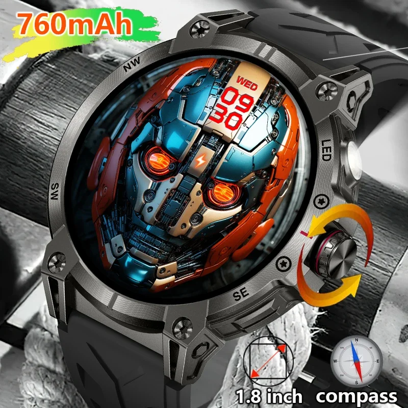 Lige Military Smart Watch Men LED baterka Compass GPS Track 1,8 