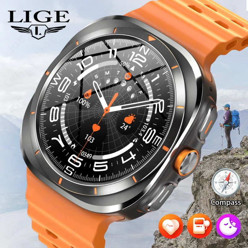 Lige Nové vylepšené inteligentné hodinky Men ultra 400 mAh Amoled Screen Screen Multifunkcia športovej fitness tracker Health Women SmartWatch 2025