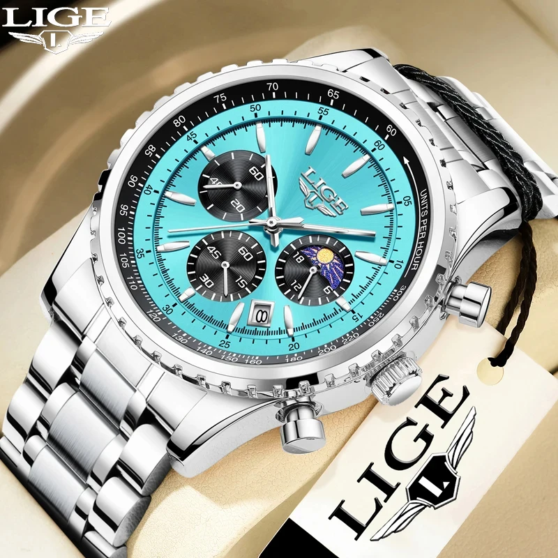 Lige Top Brand Luxury 2024 Noví muži sledujú Quartz Man Watches Witerproof Luminous Watch for Men Dátum chronografu Športové náramky
