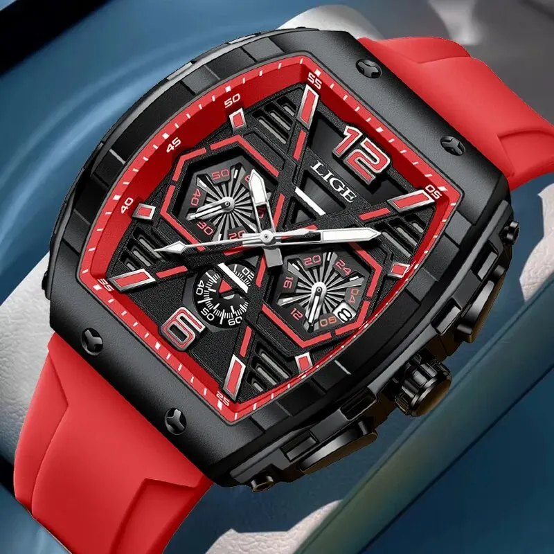 Lige Top Brand Luxury Mens Watches Witerproof Sports Watch Silikone Strap Chronograph Quartz náramky reklamy relogio maskulino+box