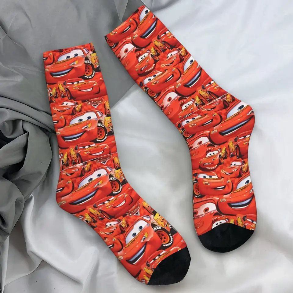 Lightning McQueen Croc Pixar Cars ponožky vtipné pančuchy Jeseň proti šmyku unisex Men ponožky mäkké priedušné dizajnérske cyklistické ponožky
