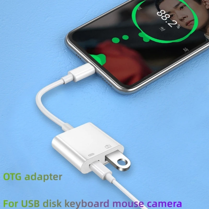 Lightning na USB OTG Adapter pre iPhone iPad myš na myš nabíjanie nabíjania u diskovej kamery pre konvertor iPhone OTG iPhone OTG