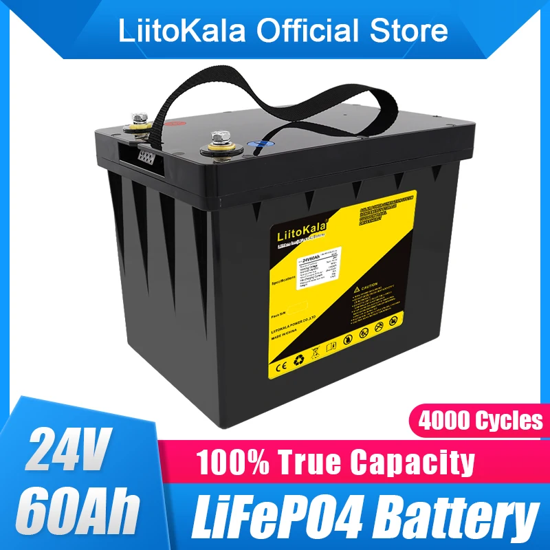 Liitokala 24V 60AH LifePo4 batéria s 50A BMS pre 25,6 V/29,2 V 50AH Inverter Solar Panel Soooter Secuper Power Light Light