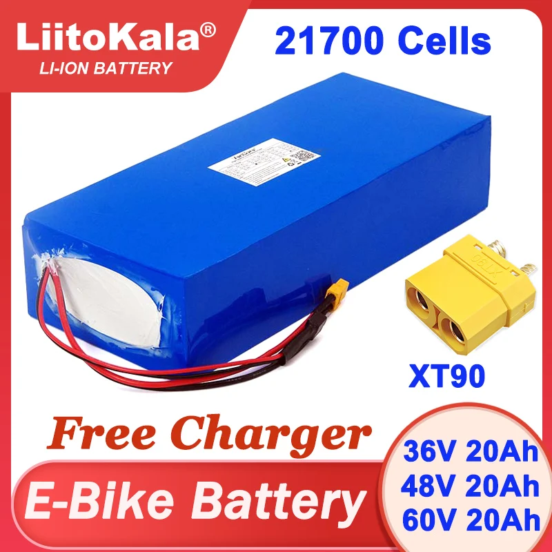 Liitokala 36V 48V 60V 20AH 21700 Lítiová batéria 42V 54,6 V 67,2 V nabíjačka batérií