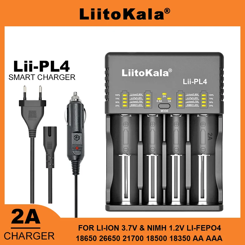 Liitokala lii-pl4 za rok 18650 21700 26650 AA AAA 18350 18500 3,7 V 1,2V 3,2 V LCD LCD LITHIUNÁ BATTERICKÁ nabíjačka