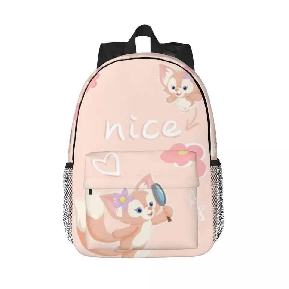 Like-Duffy-and-Friends v štýle Lina-Bell Nová módna vzorová taška Tlač ľahkého batohu 15 palcov