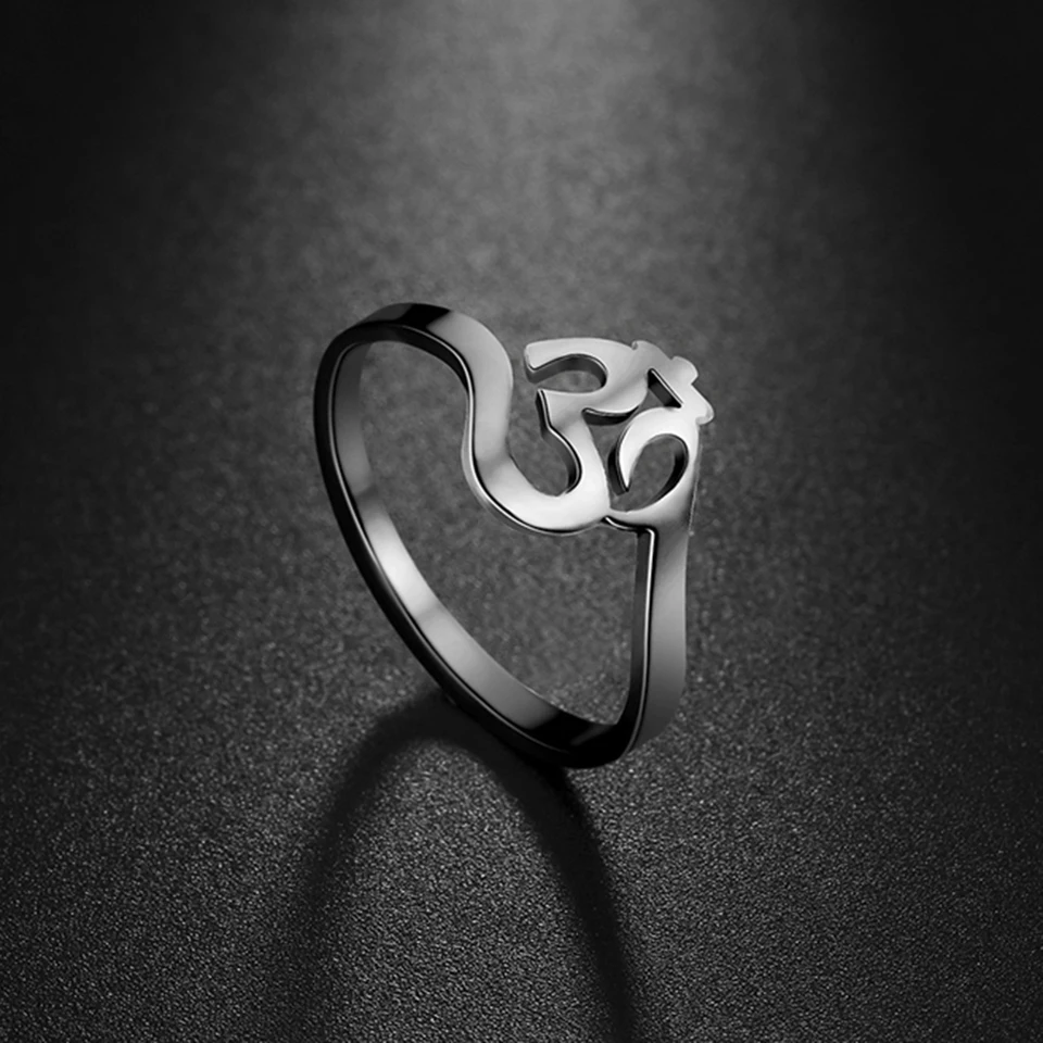 Likgreat budhizmus indický jogu Om symbol krúžky pre ženy muži z nehrdzavejúcej ocele Supernatural talisman amulet náboženský šperk darček