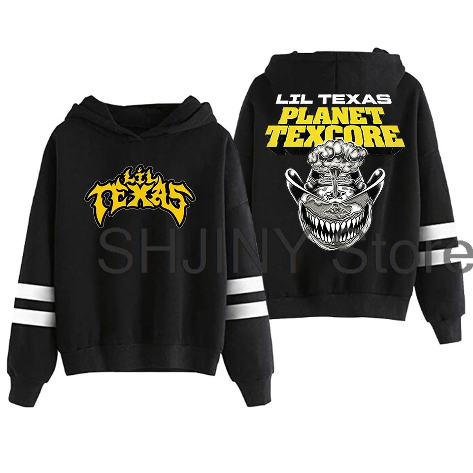 Lil Texas Planet Texcore Hoodie bez vrecka Paralelné bary rukávy Streetwear Ženy Men s kapucňou mikina hip hop oblečenia