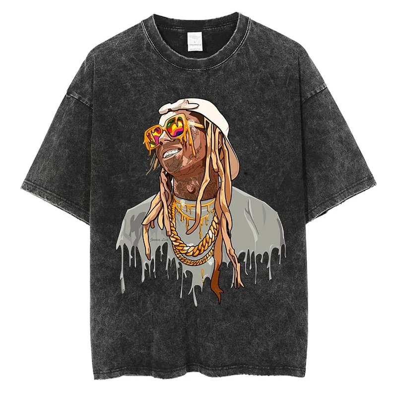 Lil Wayne Grafické tričko Hiphop Rapper Concert Fan Tričko vysokokvalitné bavlnené vinobranie plus veľkosť čierneho módy krátky rukáv Kanceve