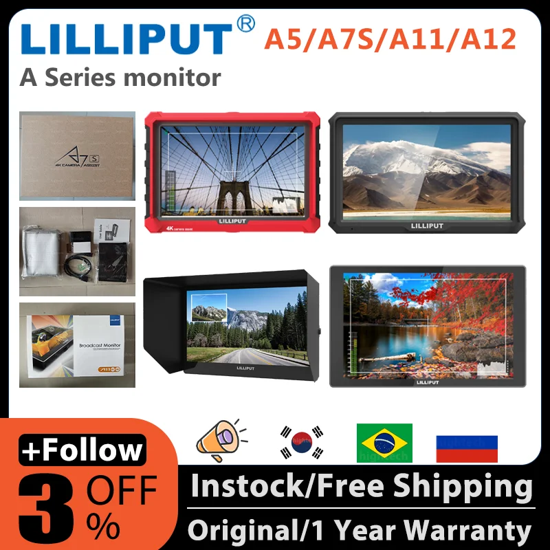 Lilliput A5 A7S A11 A12 A Series Monitor 4K Monitor Camera-Top Monitor Monitor Monitor Monitor podpora 3G-SDI Vstup a slučku
