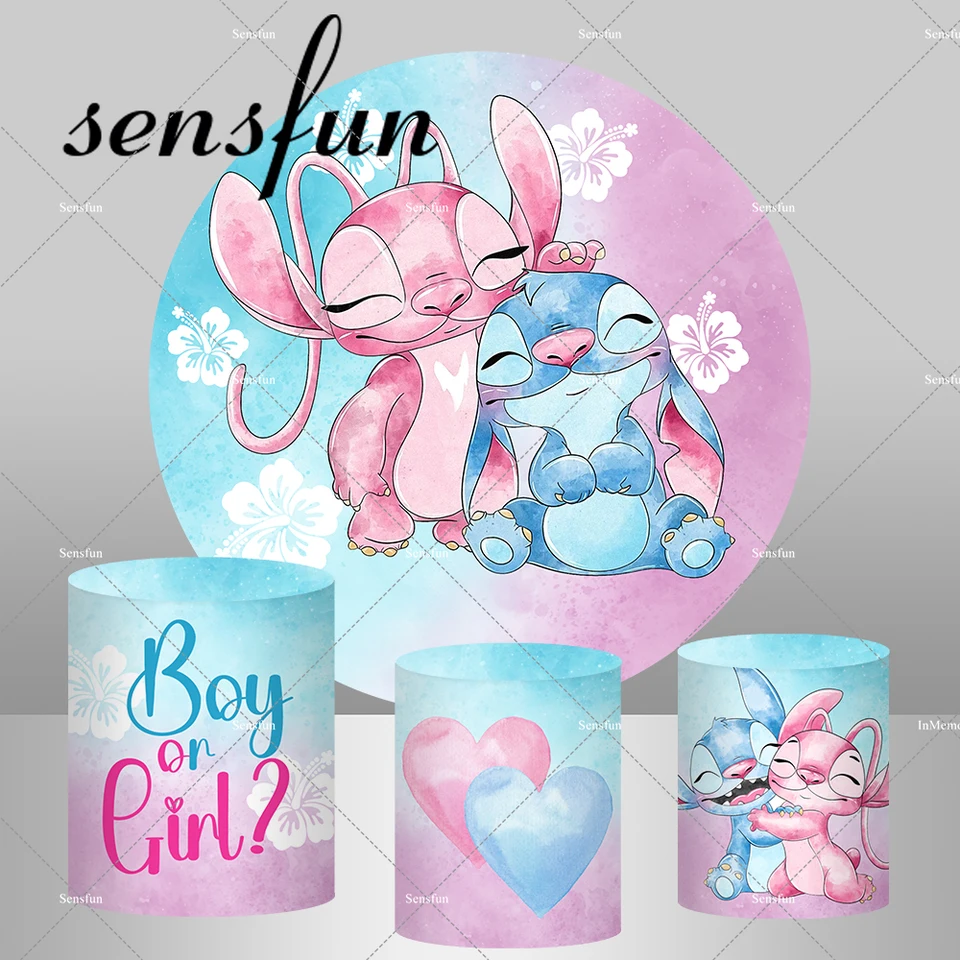 Lilo & Stitch Téma chlapče alebo dievča Pohlavie Odhalenie párty okrúhle pozadie deti pre bábätká narodeninová oslava Pozadie Plint Covers