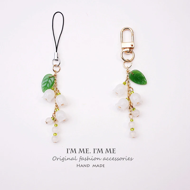 Lily of the Valley Mobile Phone Lanyard Women Key Retiad prívesok prívesok Jade prívesok malý prívesok mobilný telefón reťazec