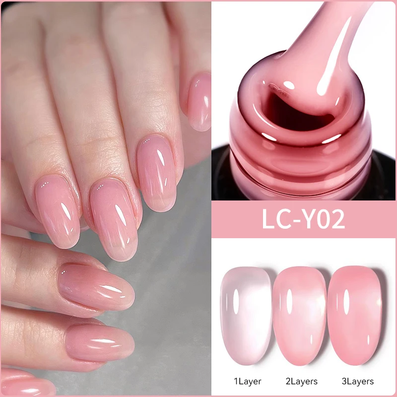 Lilycute 7 ml Natural želé nahý ružový ružový gél lak na nechty jar leto priesvitná farebná semifinále Plemitné namáčanie nechtového umenia lak