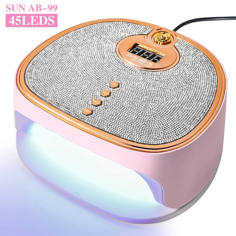 LIMEGIRL na nechty LED UV žiarovka pre rýchle sušenie gélových nechtov lak poľná živica 4 časovač diamanty dizajn 45 -led UV manikúra Svetlo sušič