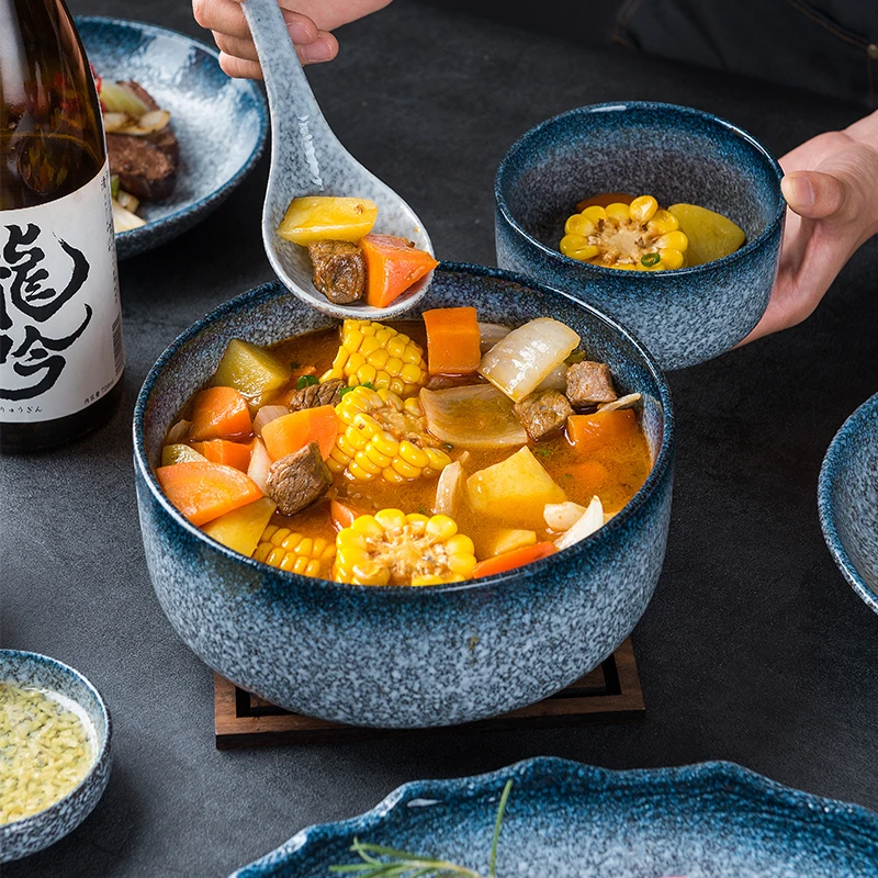 Lingao-japonská domáca keramická ryžová misa, paličky, tanier, súprava riadu