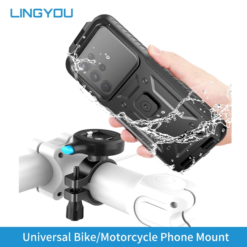 Lingyou Universal Bike Motorycle Motocykel vodotesný držiak pre iPhone 15 14 13 12 11 Pro Max/Samsung Galaxy S24 S23 S22 Ultra