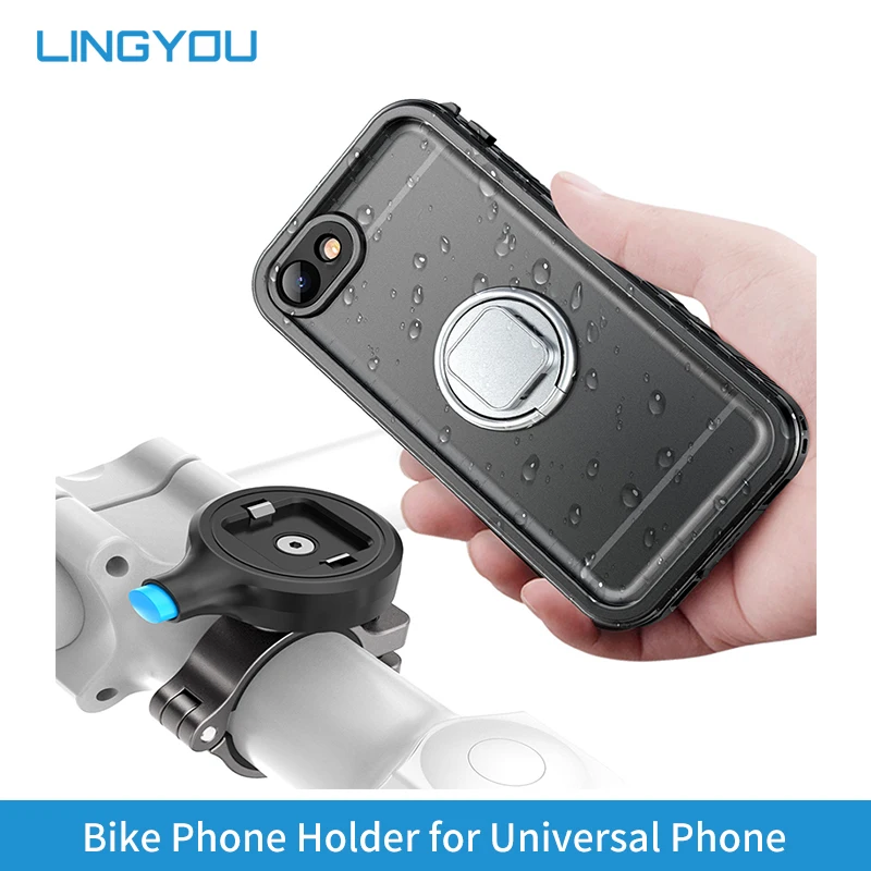 Lingyou Universal Motorcycle Bike Držiteľ telefónu pre iPhone 14 13 12 11 11 Promax Bicycle Metal Quick Mount Road Roolbar Clip Stand