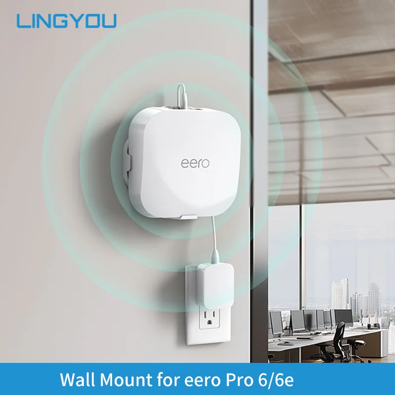 Lingyou Wall Mount Držiteľ pre Eero Pro 6e/Pro 6 WiFi System, Držiak na stenu pre Eero Pro 6 Organizátor Wirara Router
