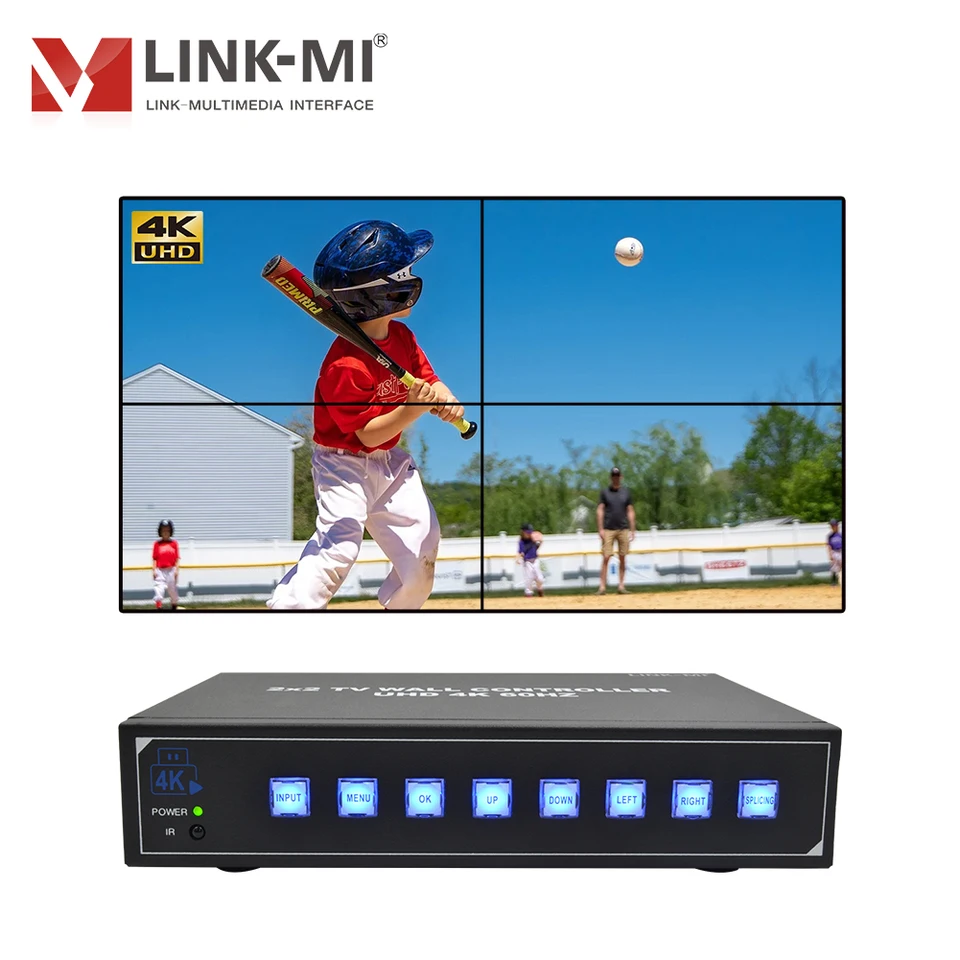 Link-MI 4K 60 2x2 Video Wall Controller s automatickým displejom USB, HDMI 2.0, 1x4 TV Wall Controller pre 4 Ultra HD TVS
