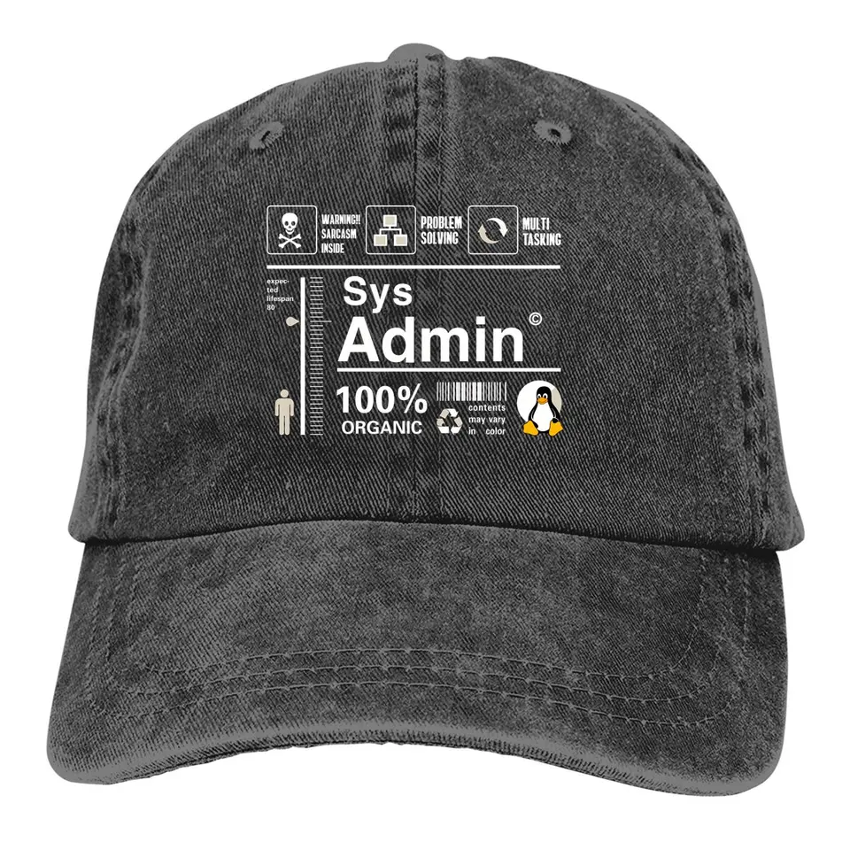 Linux Kit infographic Sys Admin Penguin Baseball Cap Men klobúky Ženy Ochrana chráni