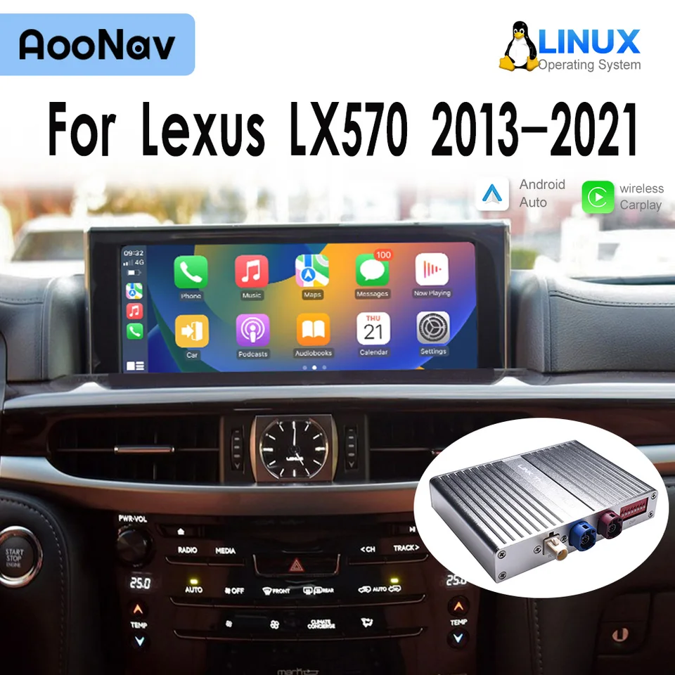 Linuxové systémové skrinkové skrinky pre systém Lexus LX570 2013-2021 Bezdrôtové Apple CarPlay Auto Stereo OEM Upgrade Upgrade CAR Radio Adapter