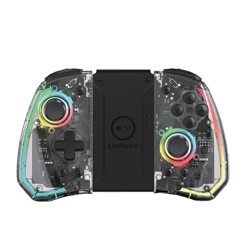 Linyuvo KS40 priehľadný štýl bezdrôtového Joy-Pad s 8 farebnou LED pre prepínač/NS OLED, Turbo Function Controller Joystick Lite