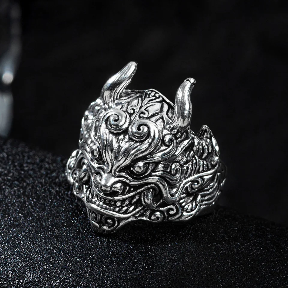 Lion God Beast Head Ring pre mužov, Kovové prstene s veľkým levom, Cool Punk Party Birthday Gifts