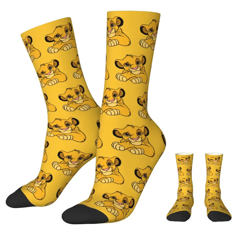 Lion King ponožky Simba anime vtipné pančuchy pár vysokokvalitných lezeckých ponožiek jesenné grafické protišmykové ponožky