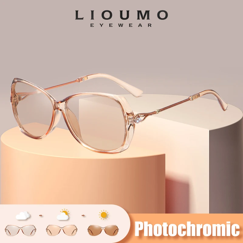 Lioumo 2023 Elegantné fotochromatické dámske slnečné okuliare polarizované chameleónové šošovky Luxusné slnečné okuliare Dámy UV400 Lentes de sol Mujer