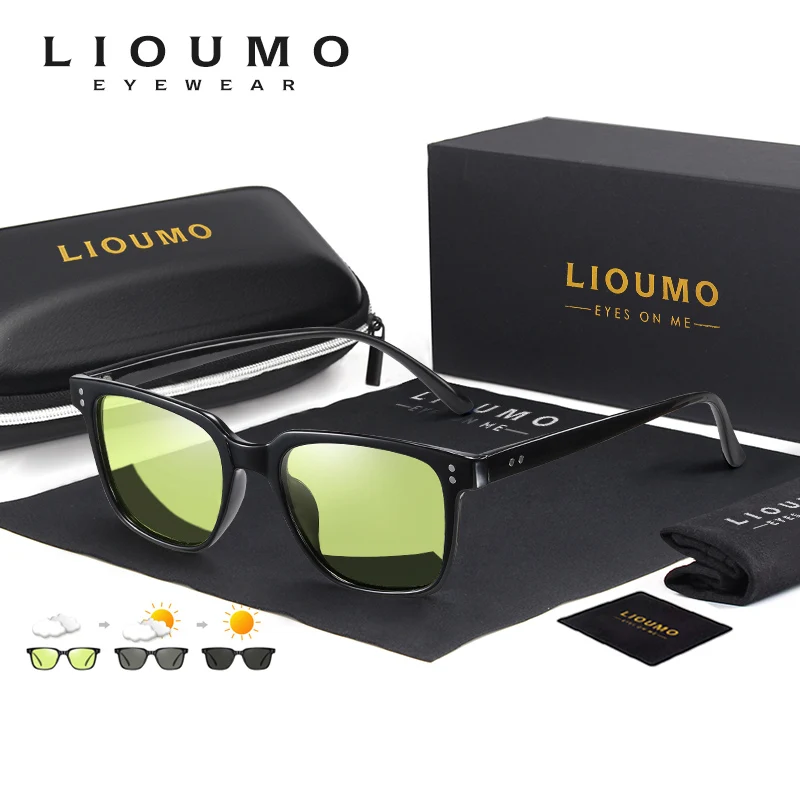 Lioumo Brand Chameleon Slnečné okuliare muži polarizované fotochromatické okuliare Ženy bezpečné jazdné okulia