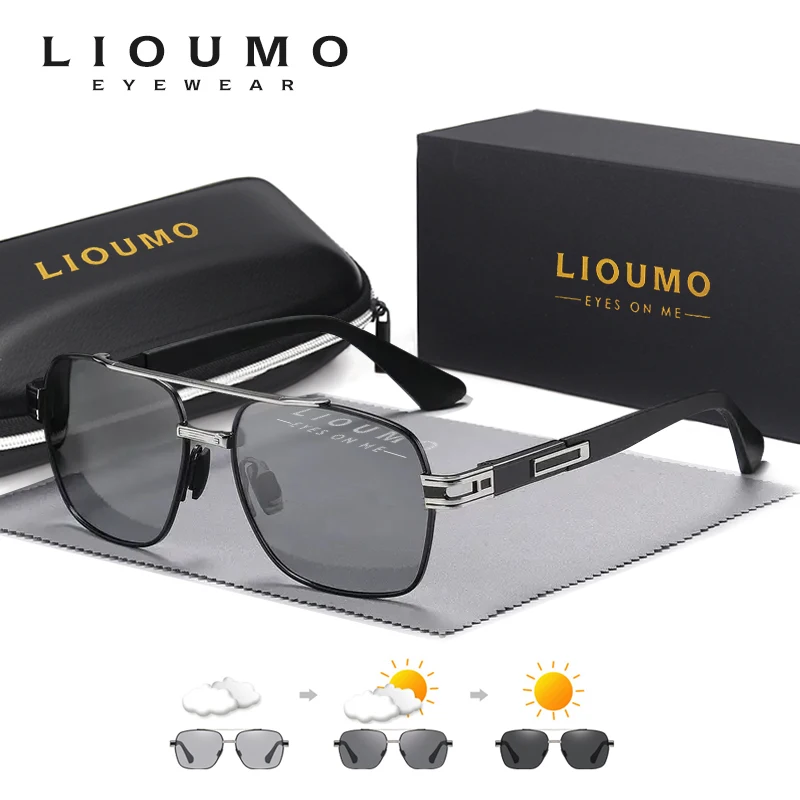 Lioumo Top Kvalitné mužské slnečné okuliare Polarizované fotochromatické poháre Fotochromatické okulia