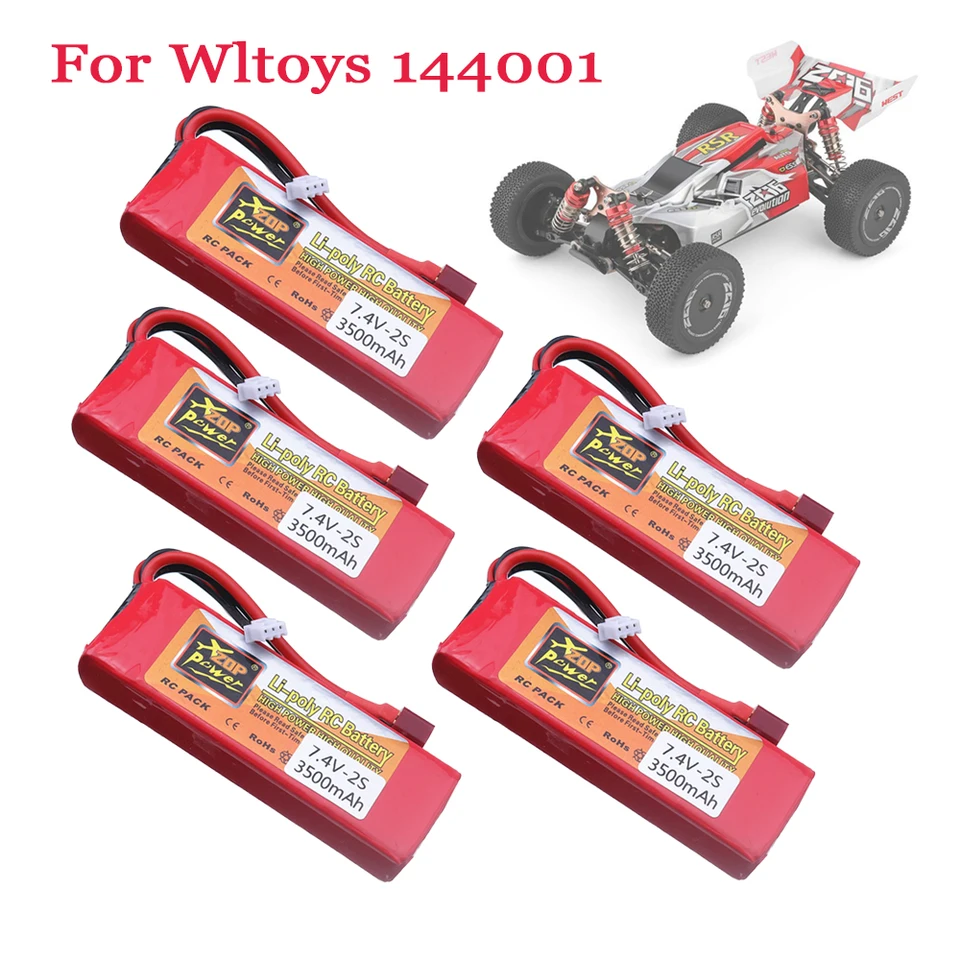 Lipo batéria 2S 7,4V 3500 mAh RC batéria s t -zástrčkou pre wltoys 144001 144010 124016 124017 124018 124019 RC DRONE DRONE ČASŤ