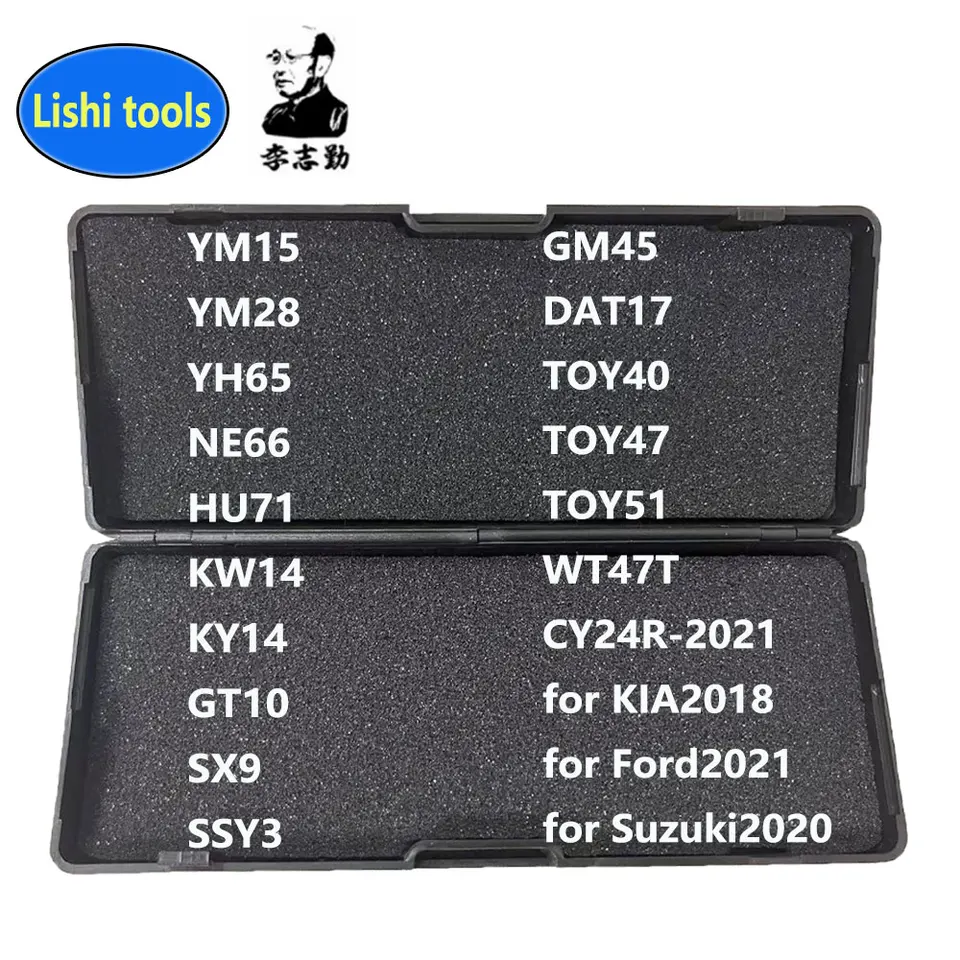 Lishi Tool 2 in 1 DAT17 Toy40 Toy51 Toy47 YM15 YM28 YH65 CY24R-2021 NE66 WT47T HU71 KW14 KY14 GT10 SSY3 SX9 GM45 pre FORD2021