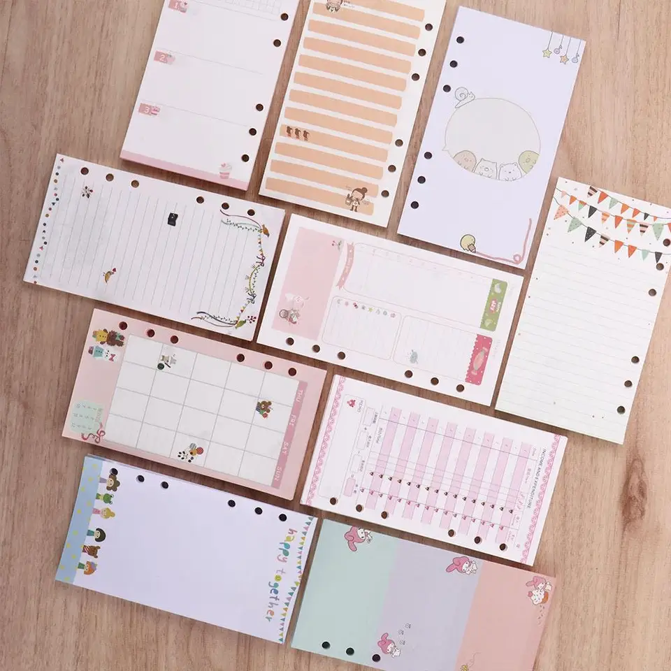 Listy A5/A6 40 Kawaii Loose Leaf Notebook Paper Revill Spiral Binder Index Vnútorné stránky