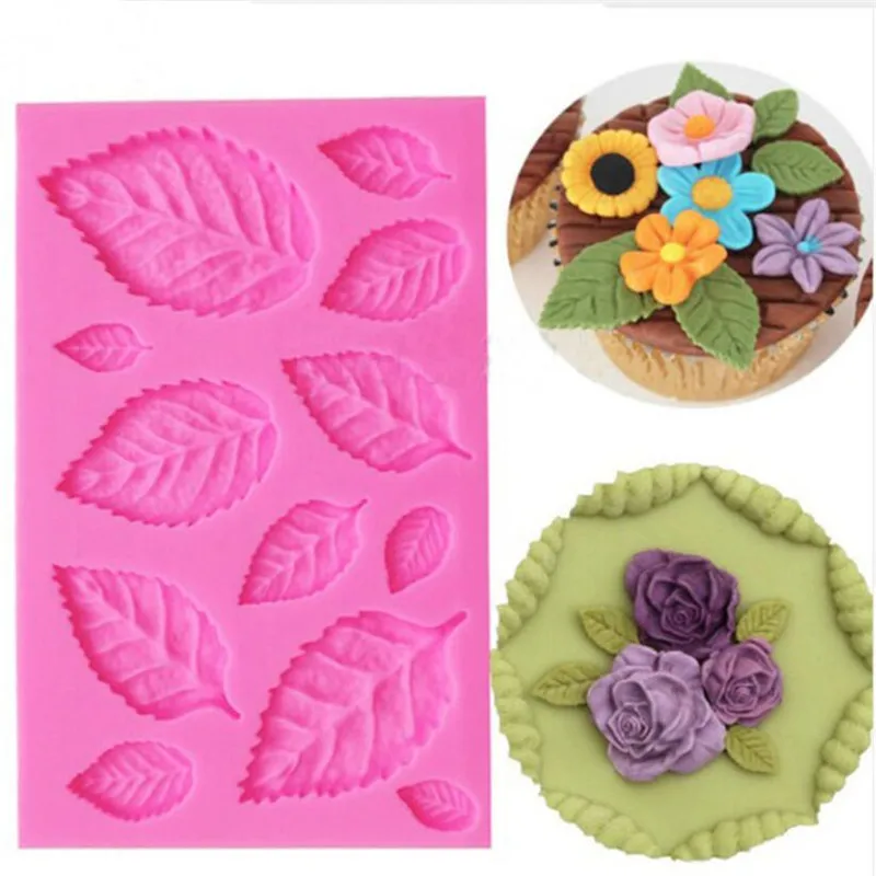 Listy silikónové plesne cukrovinky Polymér íl íl Fondant form tortu dekorácie kvetina výroba gumpaste ružová forma listov