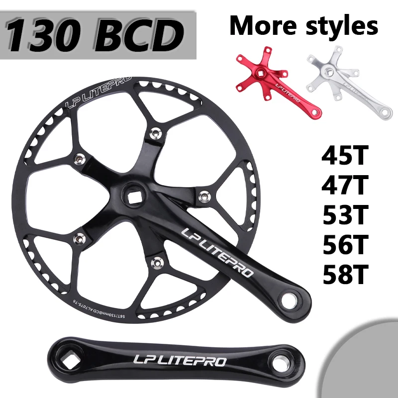 Litepro Square Bicycle Spájacie prúty reťazce 130 BCD 45T 47T 53T 56T 58T Krátka na bicykli a reťazové koleso pre štrkovú cestnú bicykel