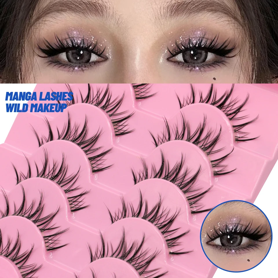 Little Devil Manga Lashes Clear kapela mihalnice mäkké prírodné krížené múdry falošné riasy Cosplay Cosplay denné make -upy riasy riasy