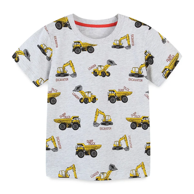 Little Maven Summer Boys T košeľa s rýpadlom Pattern detské chlapci Tops Tops 4 roky staré pre šortky rukávy košele bavlnené deti košeľa