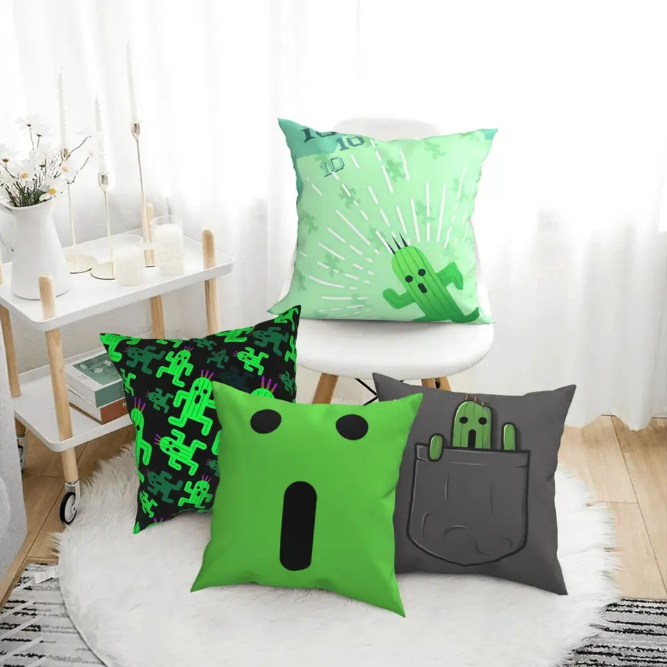 Little Pocket Cactuar Final Fantasy Cactuar 1000 ihiel vankúšov dekorácie TAG vankúšový kryt pre obojstrannú tlač automobilu