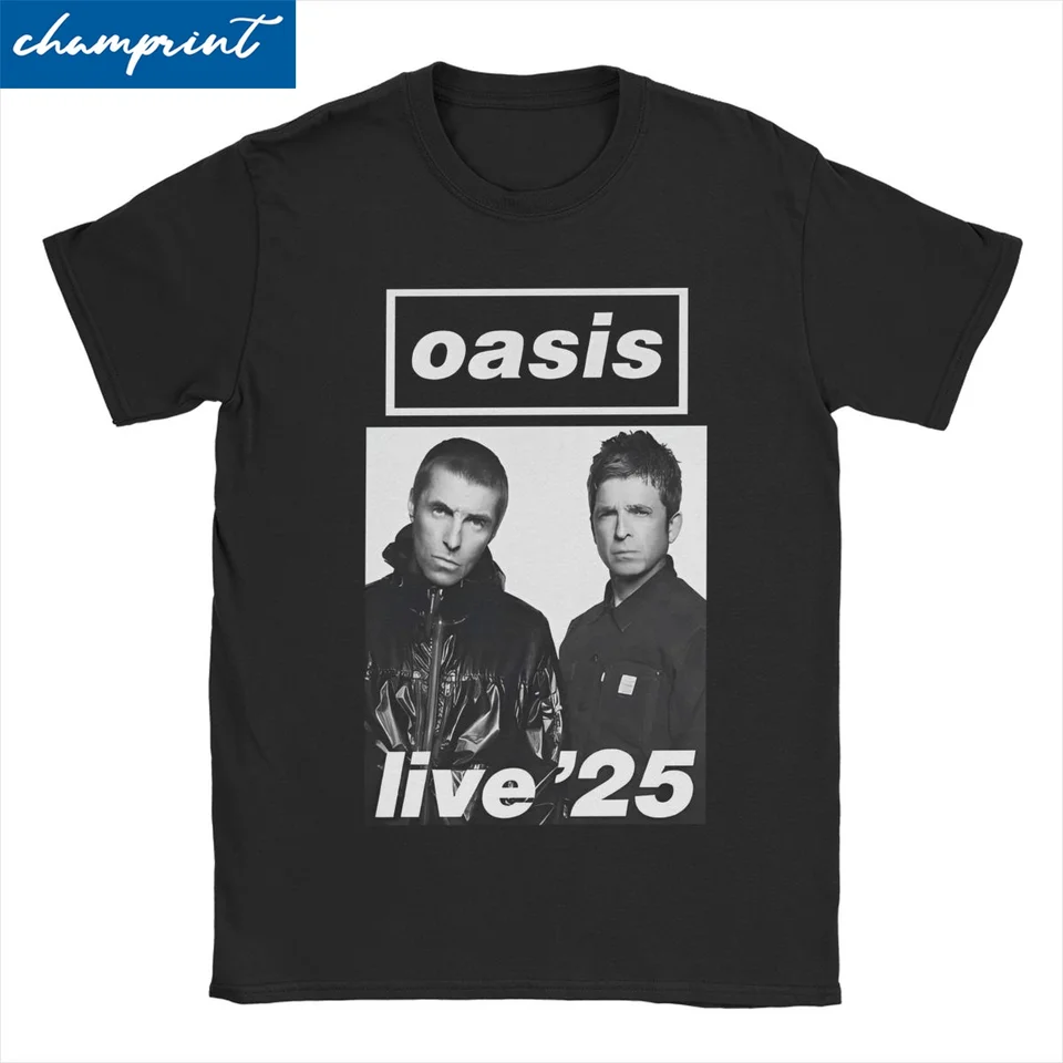 Live '25 Tour Rock British Bith Tirsh Men Women 100% Cotton Novinka Tričko Crewneck O-oasis Tees s krátkym rukávom 4xl 5xl