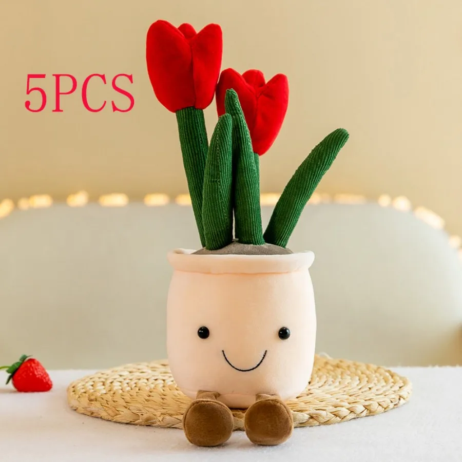 Lively tulip sukulentné rastliny plyšové plyšové hračky Vrious kvetinové kvetiny kaktus booksshelf domáca obývacia izba dekor pre darček darček
