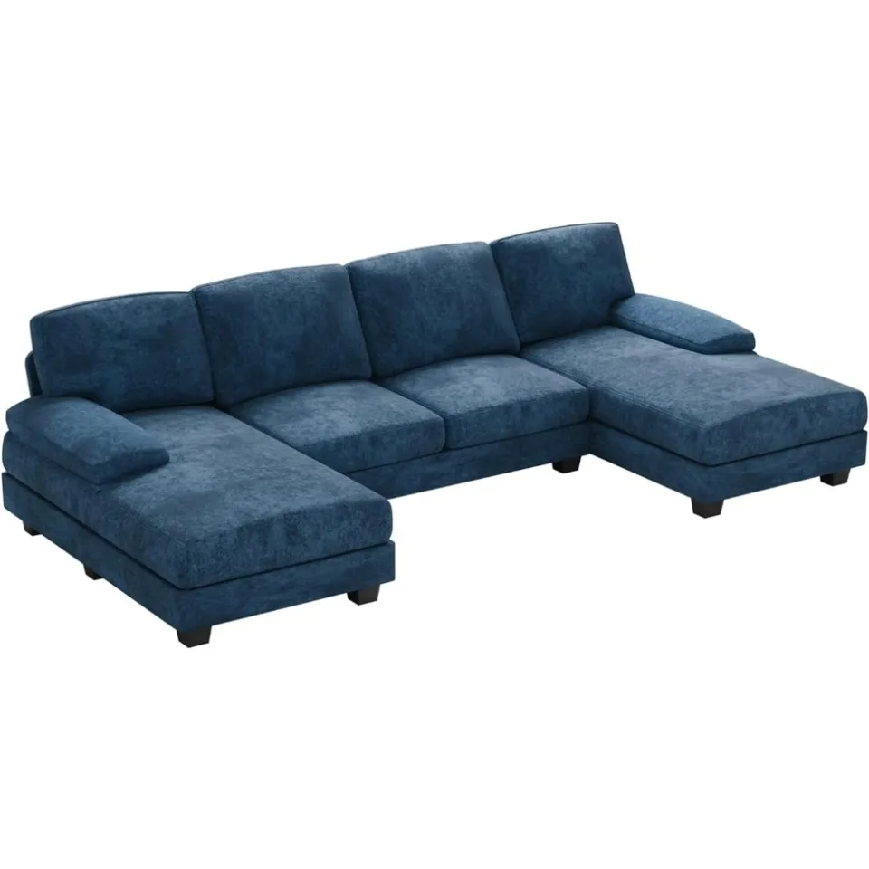 *Living sekčné pohovky pohovky, tkanina Modulárna pohovka Spaler Chaise Pamäť pena Blue 4 sedadlá pohovka Set pre obývaciu izbu U tvaru U v tvare U