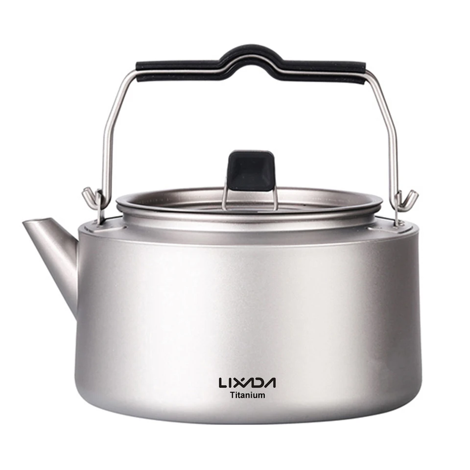 Lixada 600 ml / 1000 ml titánový čajový hrniec kanvica ľahký kemping Tea Kettle Coffee Pot pre domácu kuchyňu a vonkajšie kempingy