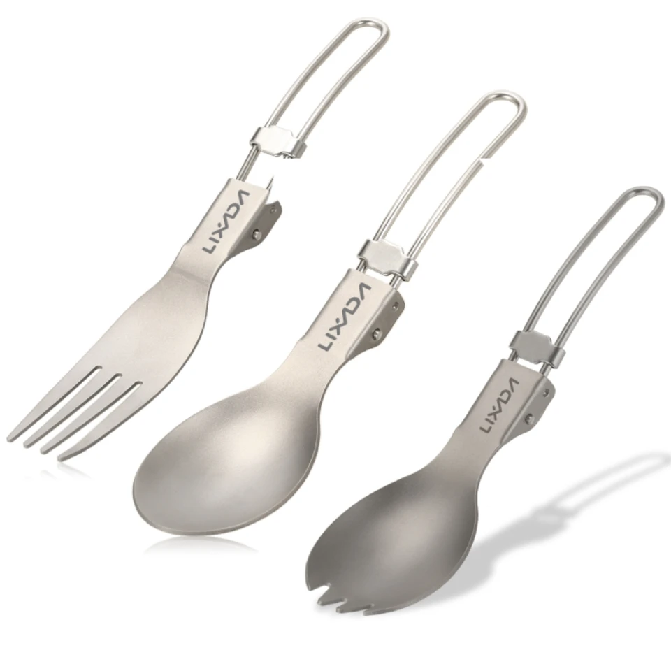Lixada Titanium Skladacie vidlice Ultralight Outdoor Outdoor prenosné ovocné vidlice Comelware na kempingový batoh