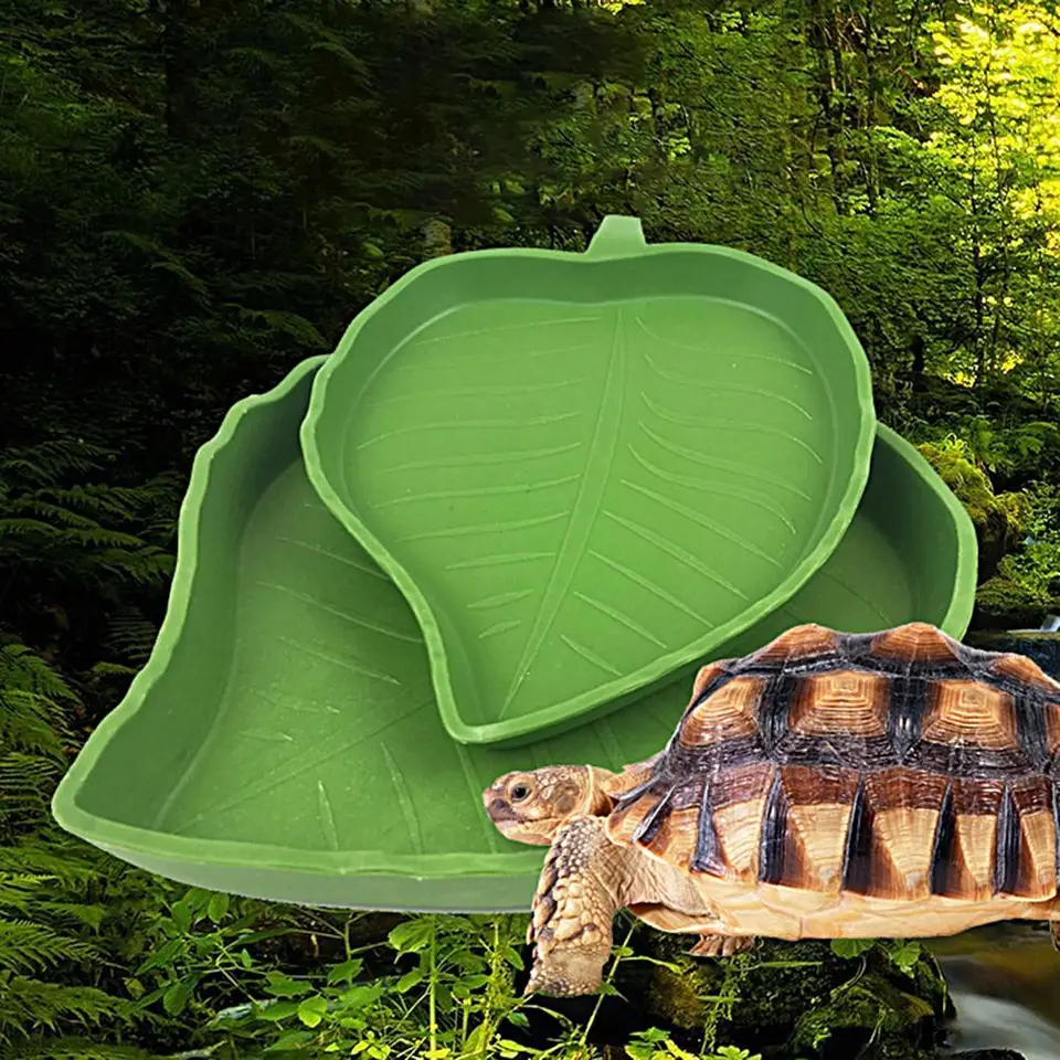 Lizard Feeder Water Food Misa pre domácnosť Použite misky Listy Tvar veľkej kapacity opakovane použiteľné plastové plastové domáce zviera