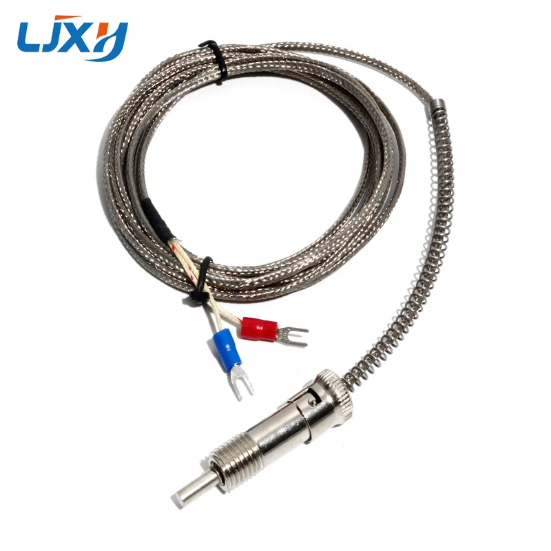 LJXH Senzor teploty z nehrdzavejúcej ocele K/J/E TYPE TERMOCUPLE BAYONET Kompresia pružiny 1 m/2m/3m/4m/5m