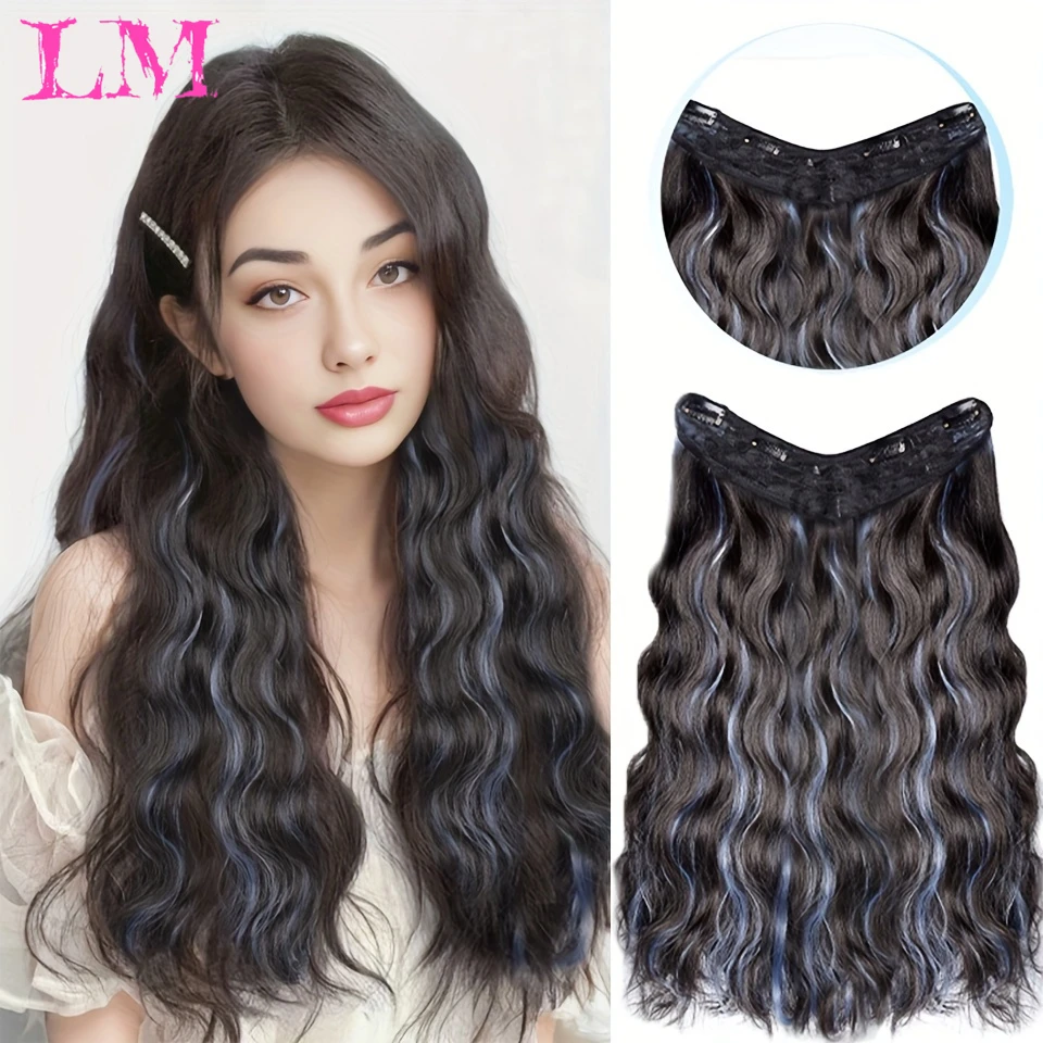 LM Syntetický jeden kus 5 klikov dlhé kučeravé svorky v predlžovaní vlasov Voda Wave Wave Blonde čierne pre ženy účesy