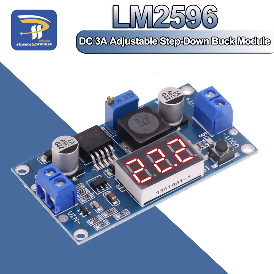 LM2596 DC-DC 3A nastaviteľný modul s krokom dole 4,5V-40V s digitálnym LED voltmeterovým displejom LM2596S regulovaný napájací zdroj napájania
