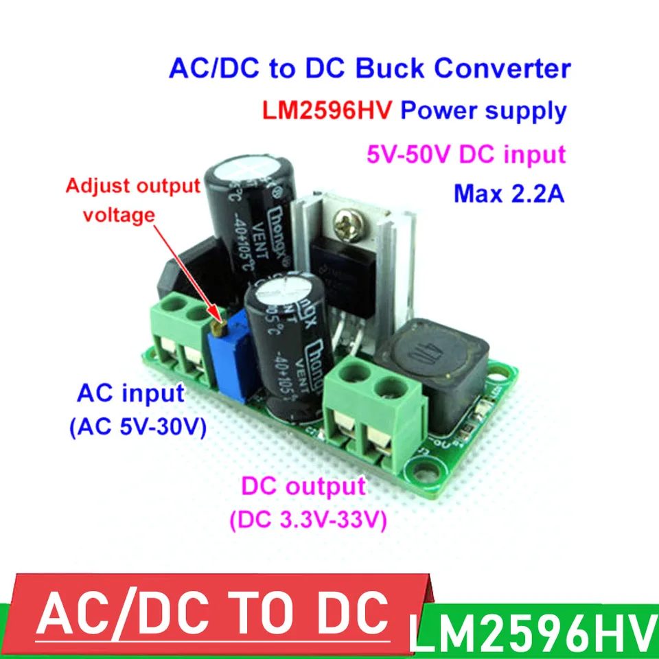 LM2596HV AC/DC na DC BUCK Krok Down Converter Power Dorum Nastaviteľné modul regulátora napätia 3,3V 3V 5V 9V 12V 15V 19V 24V 36V